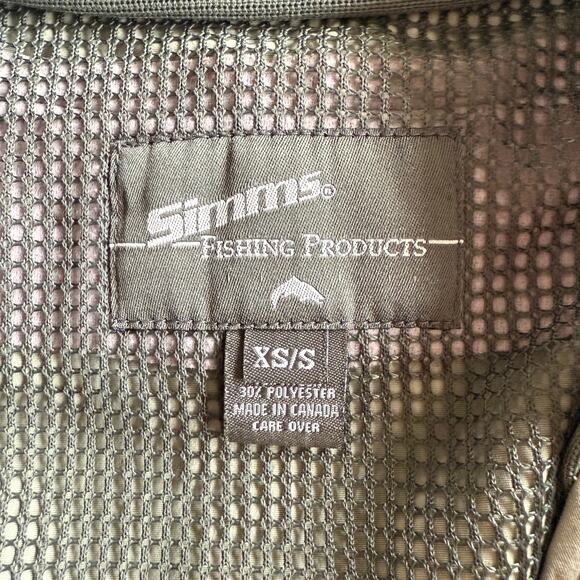Simms VTG EUC Canada Made Guide Olive Nylon Mesh Vent Fly Fishing Vest XS / S - Picture 7 of 8